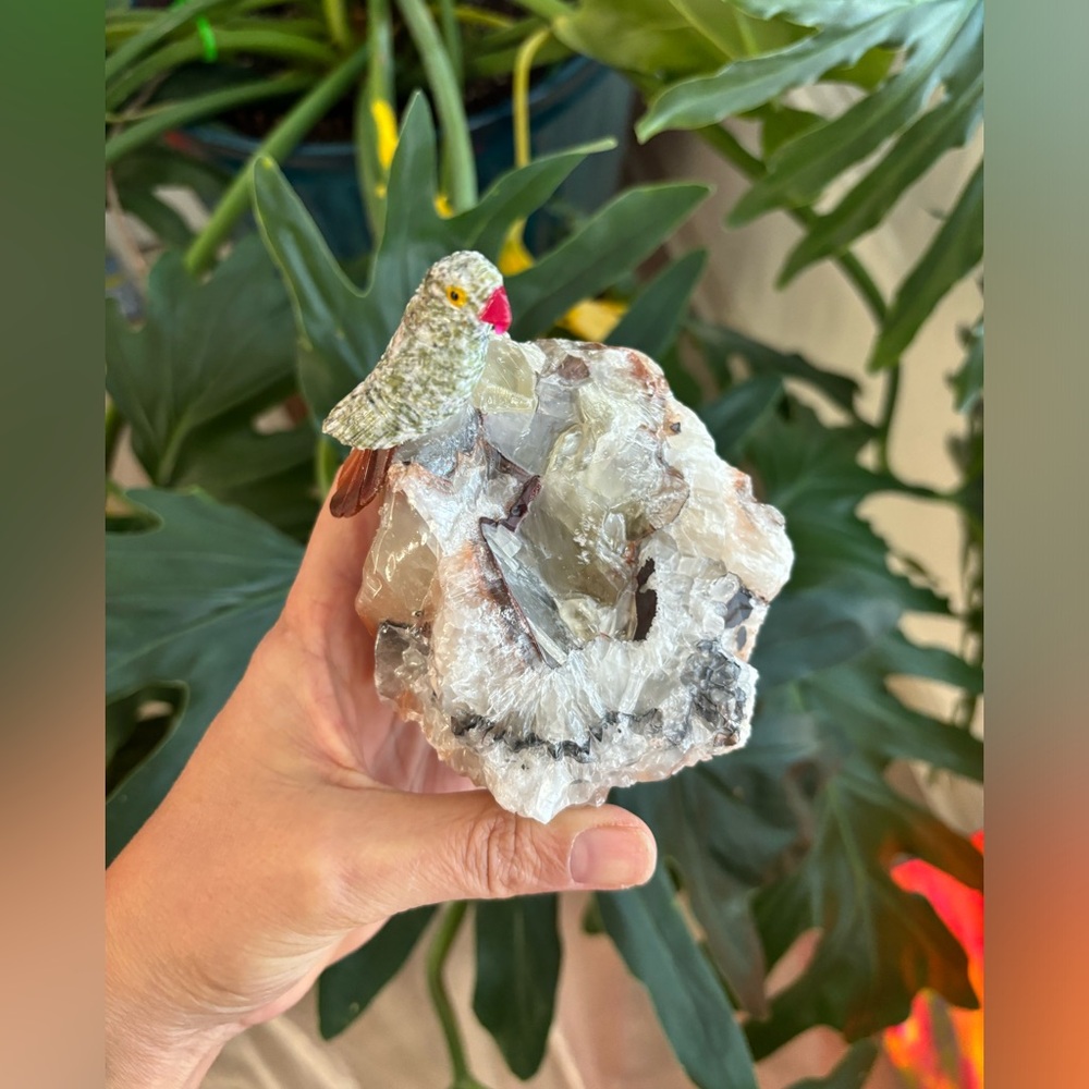 Parrot Carving on Calcite
